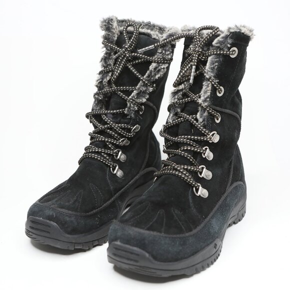 Columbia Lavela II Suede Winter Snow Boots Waterproof Thinsulate Black Faux Fur - Picture 12 of 12